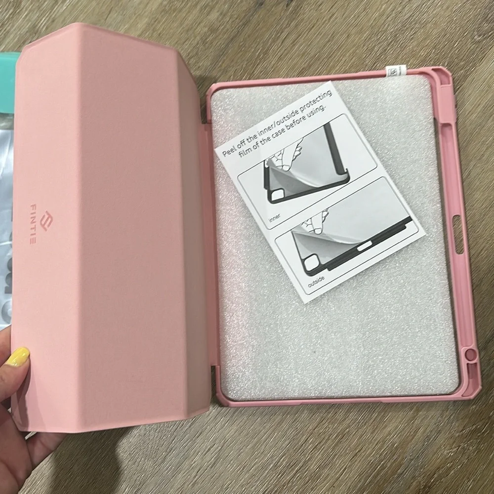 Pink and White ipad case with Cute Cow Design - pencil holder and stand